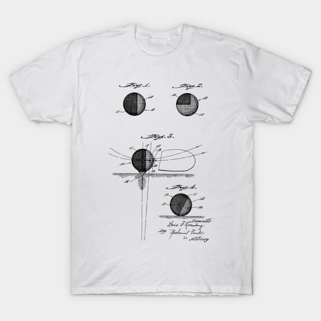 Practice Golf Ball Vintage Patent Hand Drawing T-Shirt by TheYoungDesigns